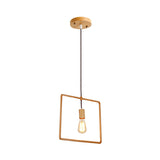 Simplicity Wooden Pendant Light - Square/Round/Triangle Shape Beige 1 Bulb Ideal For Dining Room