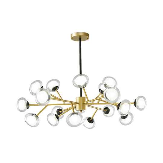 Black/Gold Bough Ceiling Chandelier - Postmodern Metal Hanging Light Kit With Milky Glass Shade