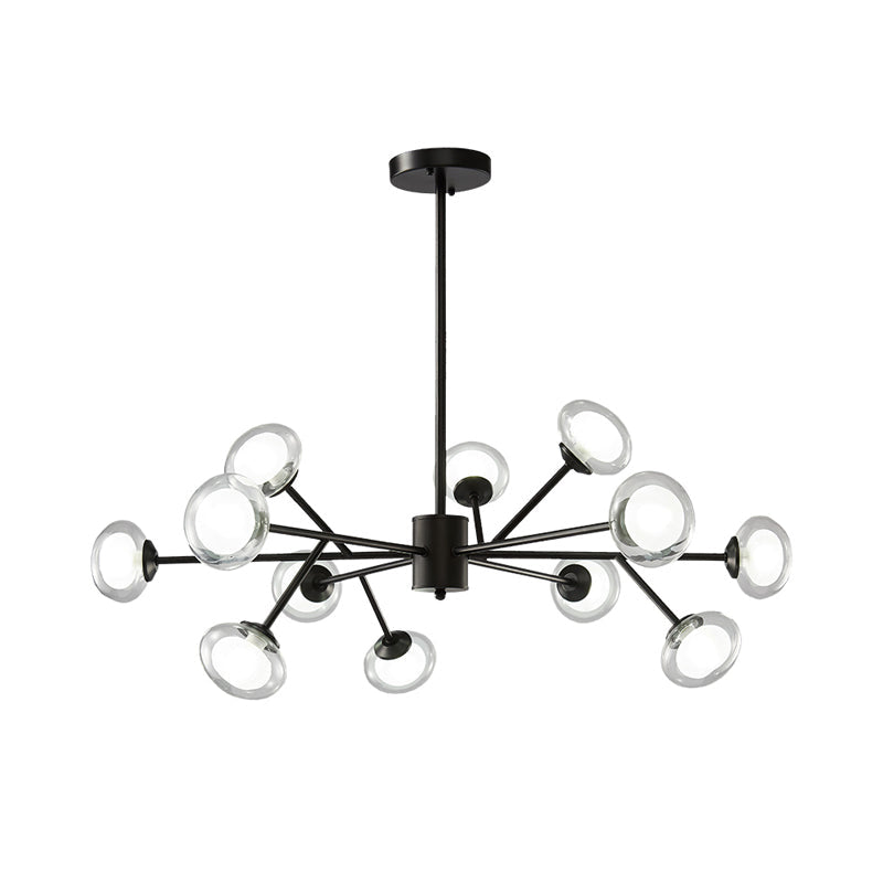 Black/Gold Bough Ceiling Chandelier - Postmodern Metal Hanging Light Kit With Milky Glass Shade