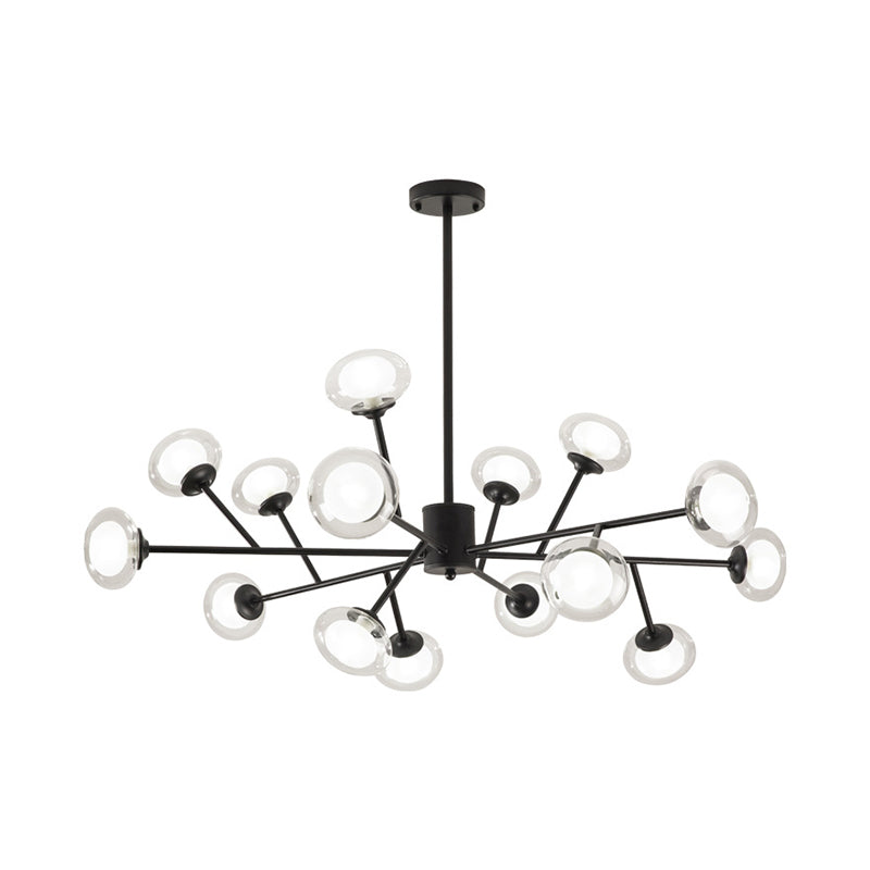 Black/Gold Bough Ceiling Chandelier - Postmodern Metal Hanging Light Kit With Milky Glass Shade