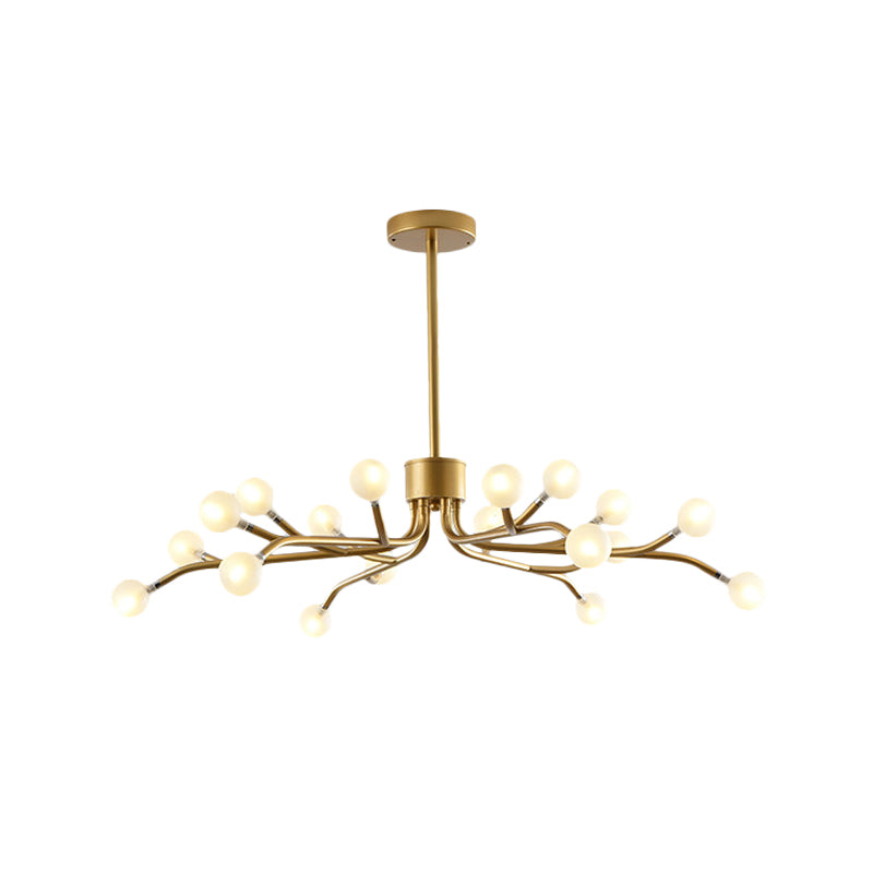 Postmodern Frosted Glass 18-Head Chandelier Lamp Pendant For Dining Room In Black/Gold