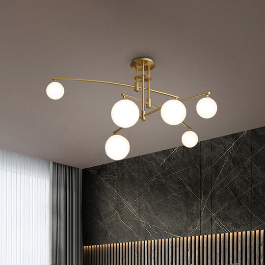 Minimalist 3-Layer Bedroom Chandelier - Metallic 6/9-Light Hanging Lamp In Black/Gold With White