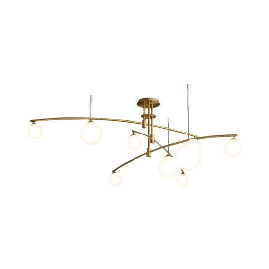 Minimalist 3-Layer Bedroom Chandelier - Metallic 6/9-Light Hanging Lamp In Black/Gold With White