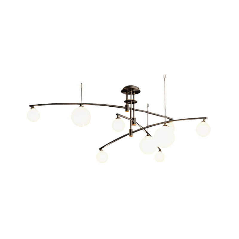 Minimalist 3-Layer Bedroom Chandelier - Metallic 6/9-Light Hanging Lamp In Black/Gold With White