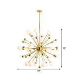 Stylish Burst Ball Chandelier With Frosted Glass - 11/12/18 Lights Gold Finish For Living Room