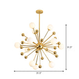Stylish Burst Ball Chandelier With Frosted Glass - 11/12/18 Lights Gold Finish For Living Room