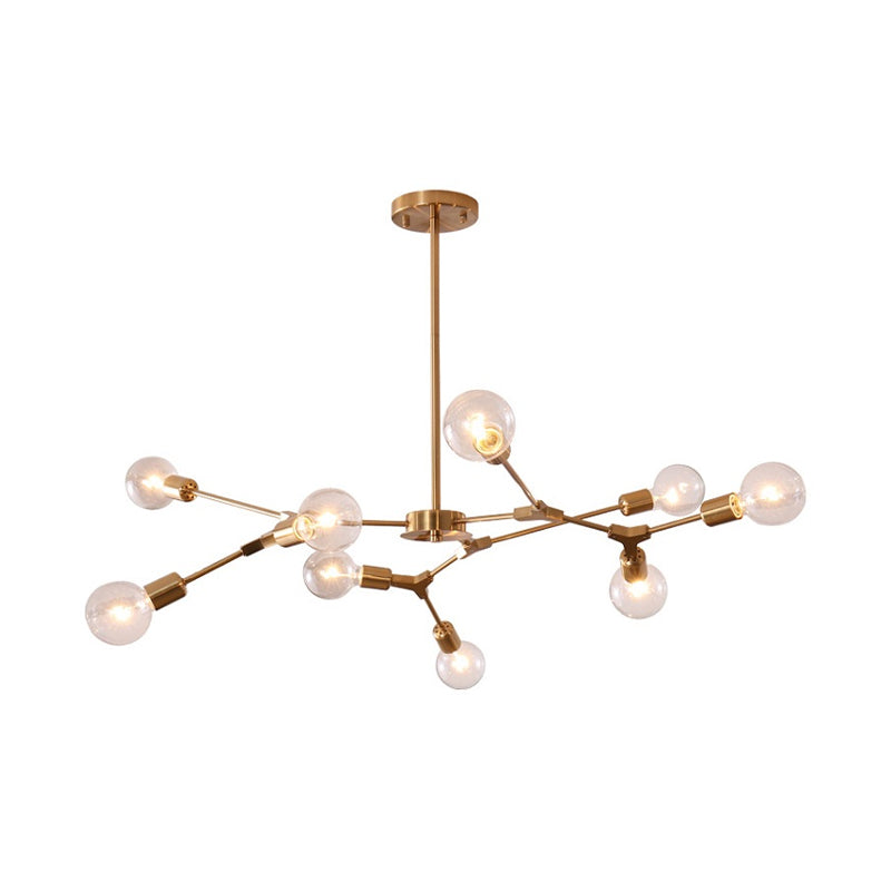 Adjustable Branch Pendant Lamp: Postmodern Metal Chandelier With 6/9 Lights In Black/Gold Ideal For