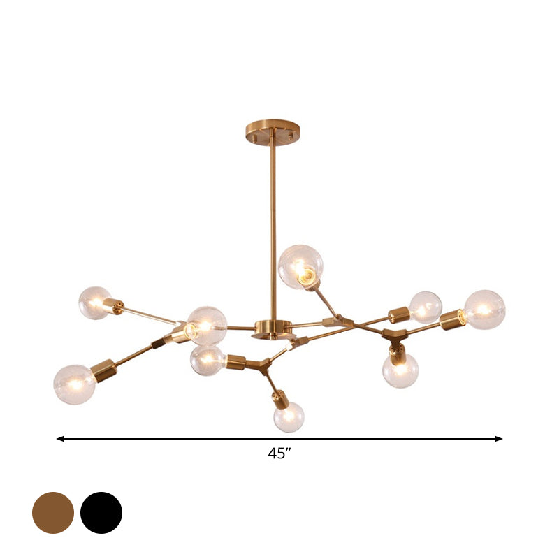 Adjustable Branch Pendant Lamp: Postmodern Metal Chandelier With 6/9 Lights In Black/Gold Ideal For