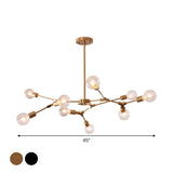 Adjustable Branch Pendant Lamp - Postmodern Metallic Chandelier (6/9 Lights) In Black/Gold For