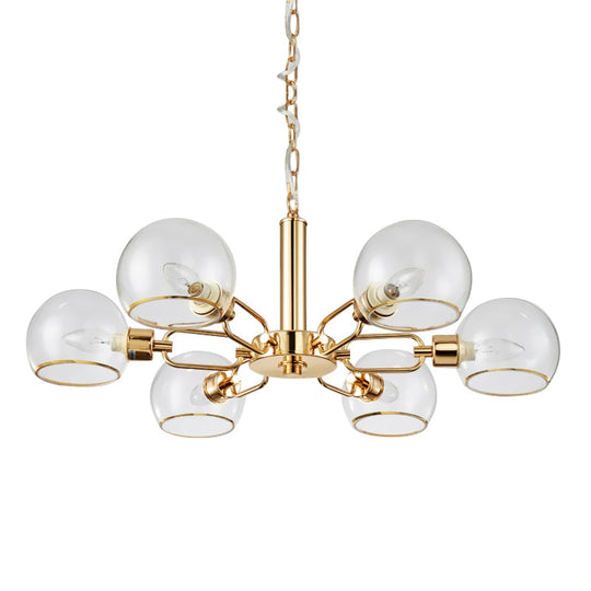 Modern Gold Pendant Light With Clear Glass Dome Shade - Ideal For Sitting Room
