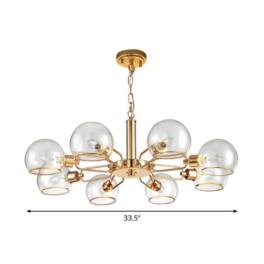 Modern Gold Pendant Light With Clear Glass Dome Shade - Ideal For Sitting Room