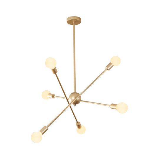 Postmodern Gold Sputnik Chandelier With 6/8 Bulbs – Stylish Metal Ceiling Suspension Lamp