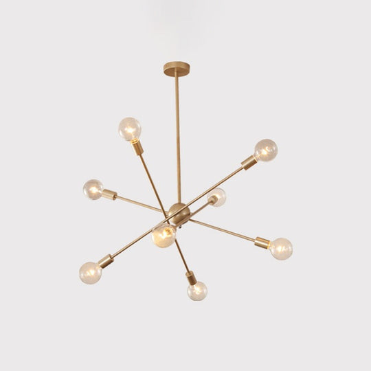 Postmodern Gold Sputnik Chandelier With 6/8 Bulbs – Stylish Metal Ceiling Suspension Lamp