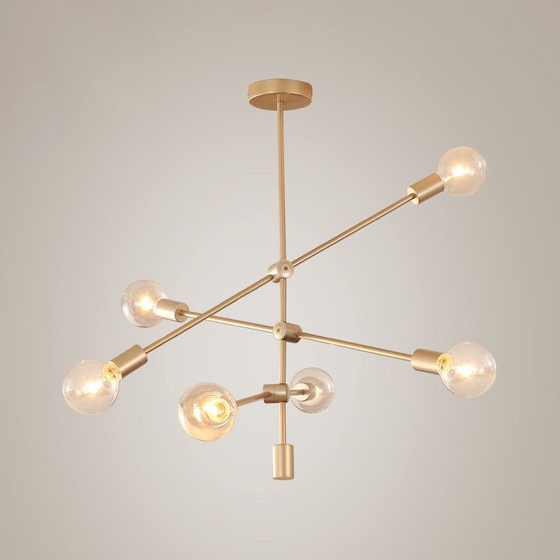 Postmodern Mobile Arm Metal Drop Lamp: 2/3-Tier Gold 4/5/7-Light Hanging Chandelier For Table