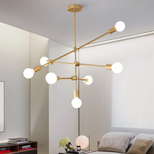 Postmodern Mobile Arm Metal Drop Lamp: 2/3-Tier Gold 4/5/7-Light Hanging Chandelier For Table