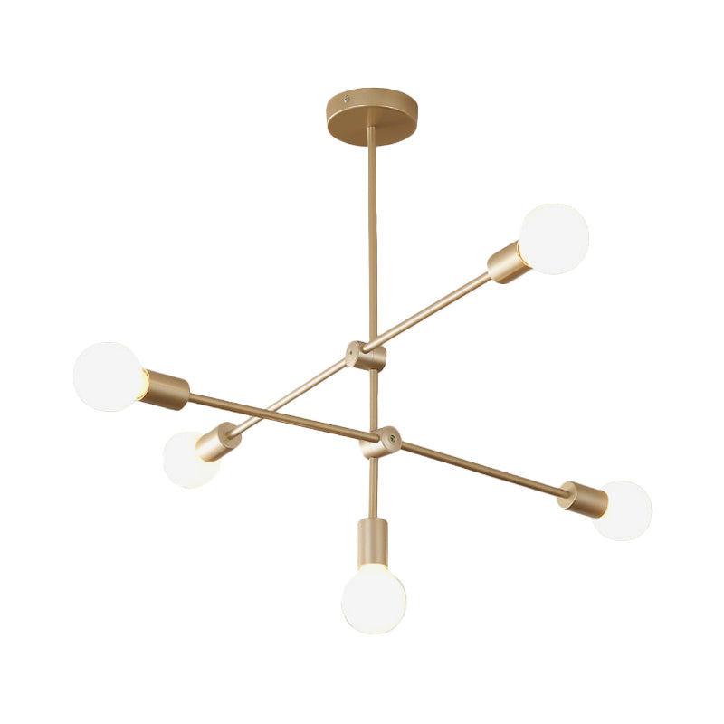 Postmodern Mobile Arm Metal Drop Lamp: 2/3-Tier Gold 4/5/7-Light Hanging Chandelier For Table