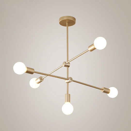Postmodern Mobile Arm Metal Drop Lamp: 2/3-Tier Gold 4/5/7-Light Hanging Chandelier For Table
