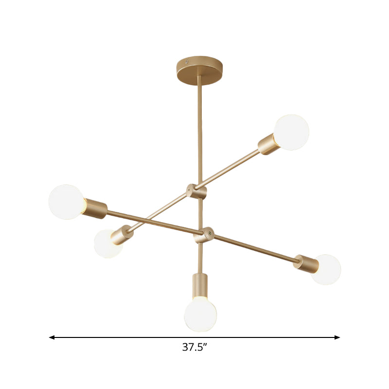 Postmodern Mobile Arm Metal Drop Lamp: 2/3-Tier Gold 4/5/7-Light Hanging Chandelier For Table