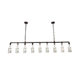Frosted White Glass Island Lamp With Multiple Bulbs - Loft Style Black Wine Bottle Suspension For