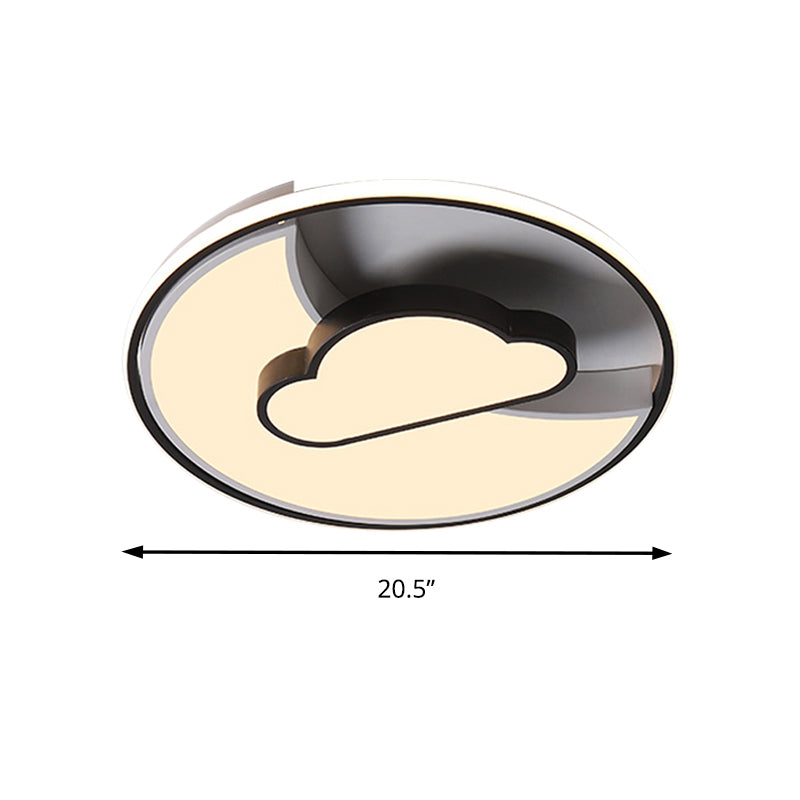 Crescent & Cloud Cartoon Led Flush Mount Ceiling Lamp For Study Room