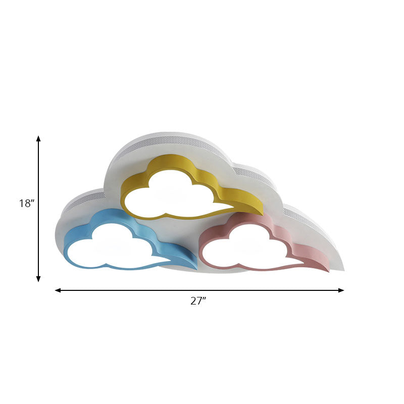 Cloud - Themed Kindergarten Flush Ceiling Light Fixture: Acrylic Cartoon Multi - Color Design