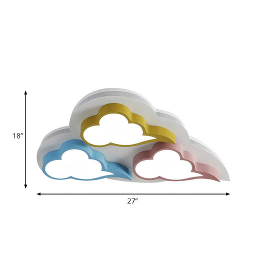 Cloud - Themed Kindergarten Flush Ceiling Light Fixture: Acrylic Cartoon Multi - Color Design