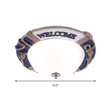 Dome Boys Bedroom Ceiling Light - Nautical Swim Ring Resin Lamp In Blue