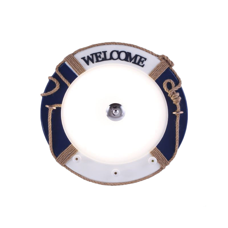 Dome Boys Bedroom Ceiling Light - Nautical Swim Ring Resin Lamp In Blue