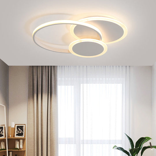 Modern Acrylic Stacked Ring Led Ceiling Lamp For Dining Room And Kitchen Flush Lighting White / 16.5