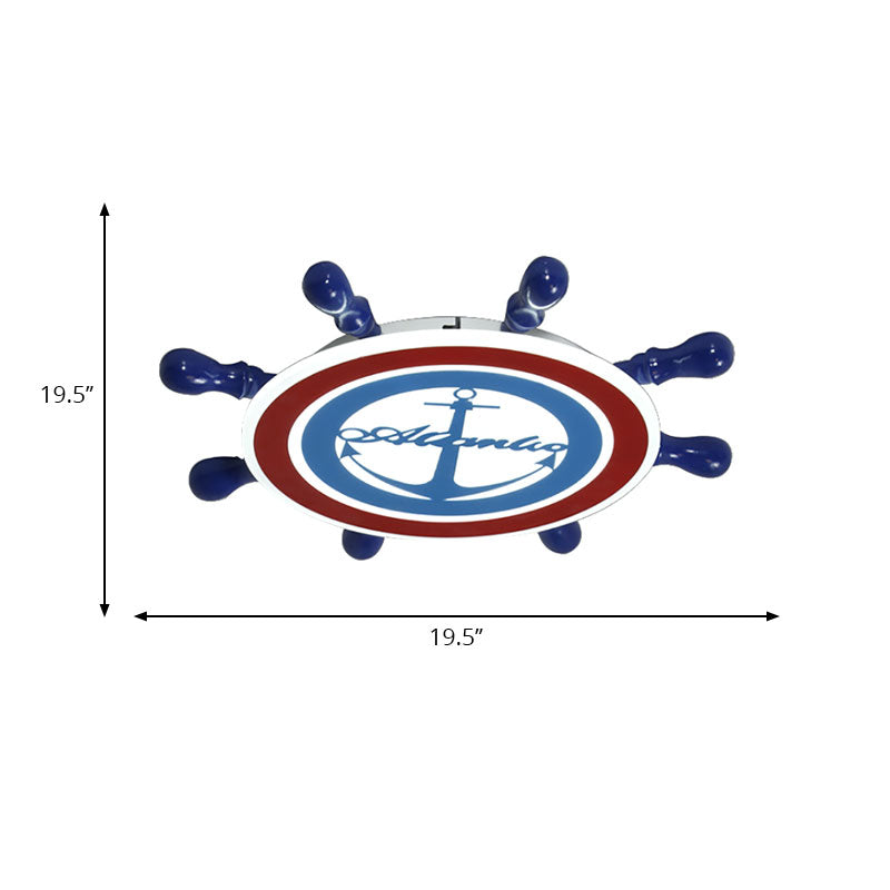 Mediterranean Blue Anchor Flush Mount Ceiling Light: Acrylic Fixture For Kindergarten