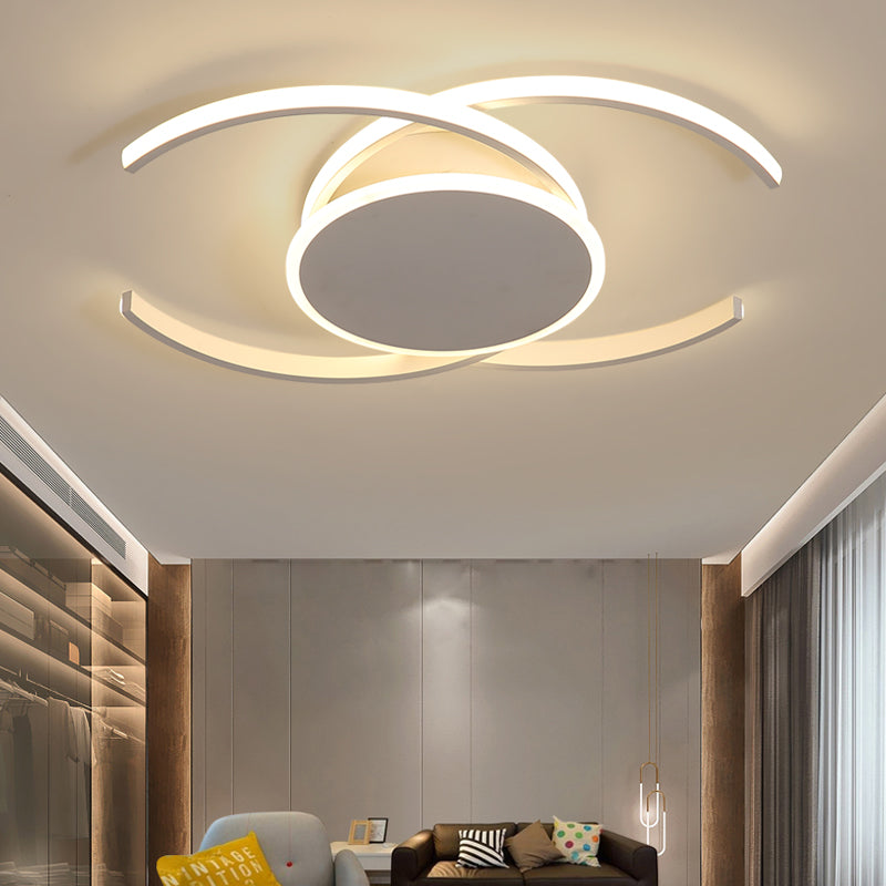 Contemporary Acrylic Flushmount With Double C Design - Indoor White Led Lighting / 16’ Warm