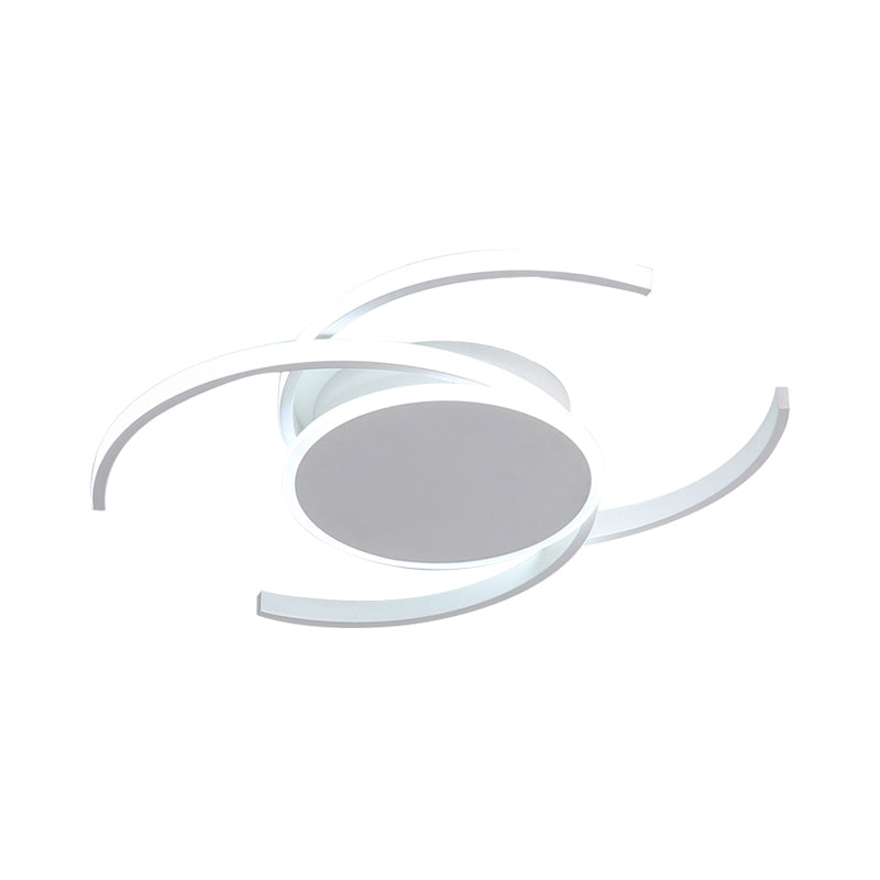 Contemporary Acrylic Flushmount With Double C Design - Indoor White Led Lighting