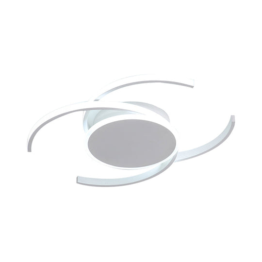 Contemporary Acrylic Flushmount With Double C Design - Indoor White Led Lighting