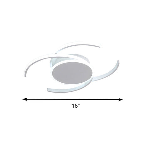 Contemporary Acrylic Flushmount With Double C Design - Indoor White Led Lighting