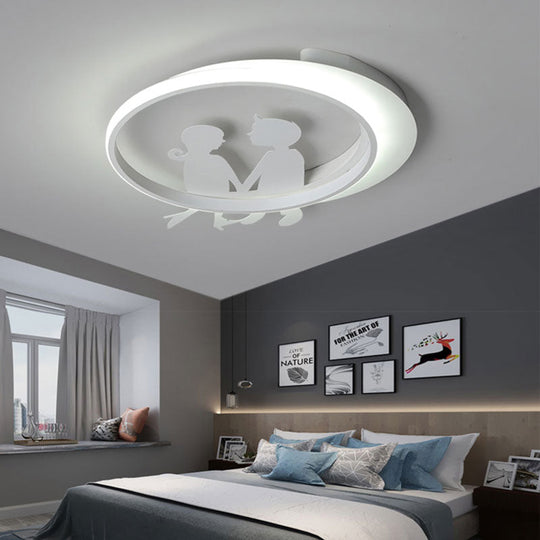 Modern White Acrylic Circle Ceiling Light Fixture For Bedroom - Contemporary Design / 16