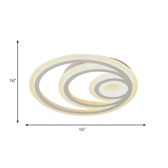 Modern White Round Flush Mount Ceiling Light For Kindergarten - Chic Acrylic Fixture