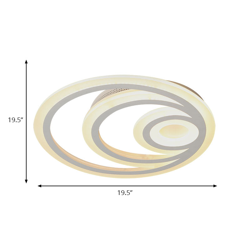 Modern White Round Flush Mount Ceiling Light For Kindergarten - Chic Acrylic Fixture