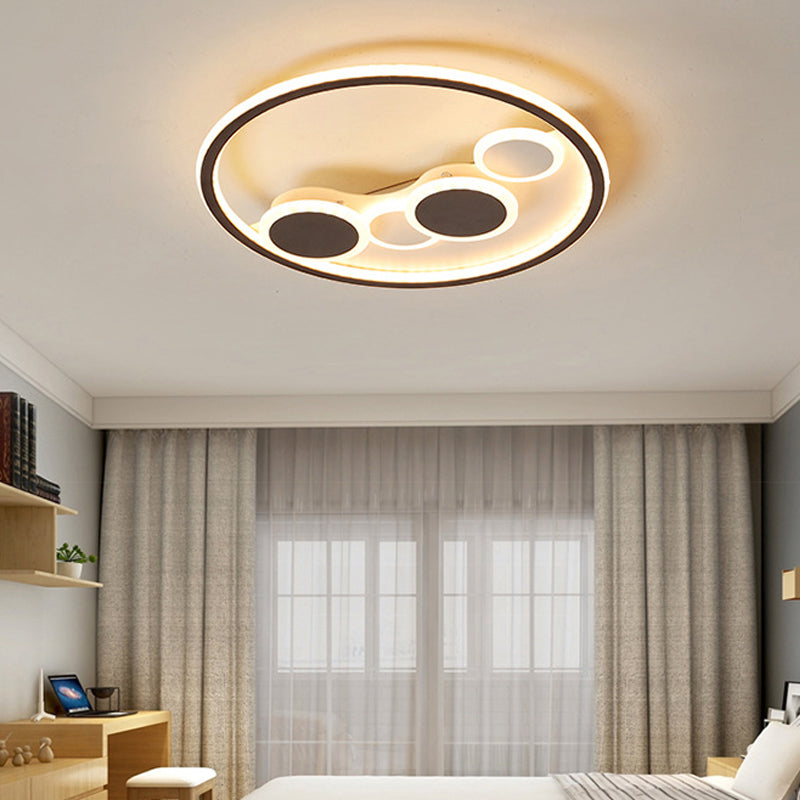 Modern Acrylic Black Led Flush Ceiling Light For Cloth Shop / 18.5’ Warm