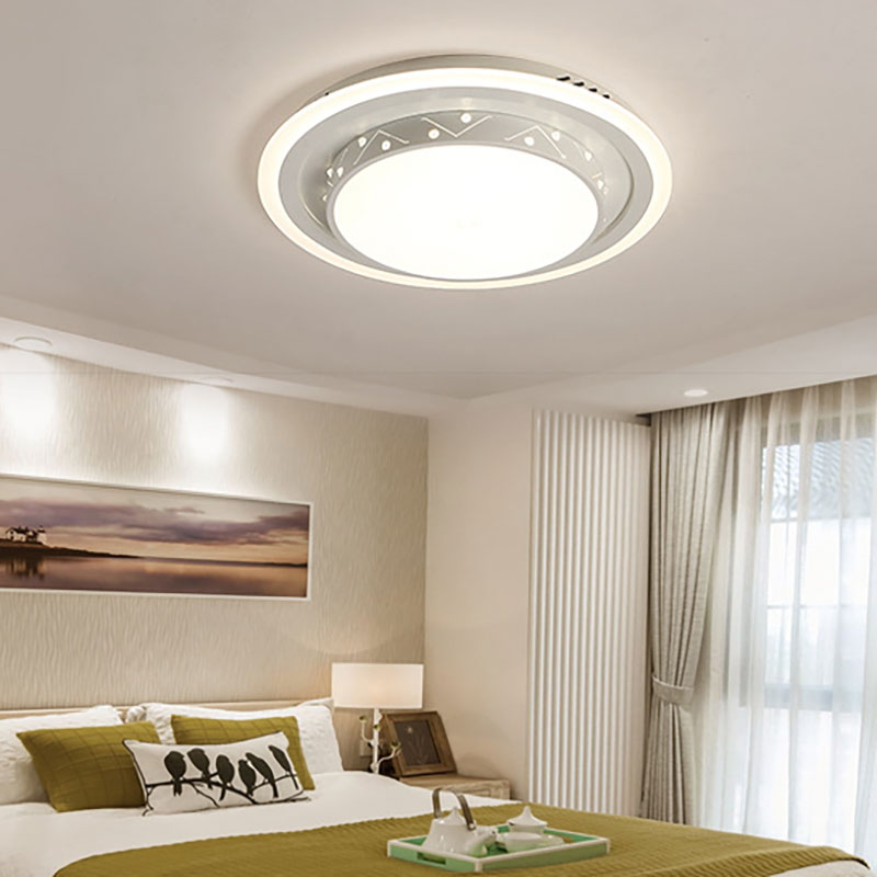 Art Deco Circle Flush Mount Ceiling Light With Acrylic Shade - Ideal For Bedroom White / 18’