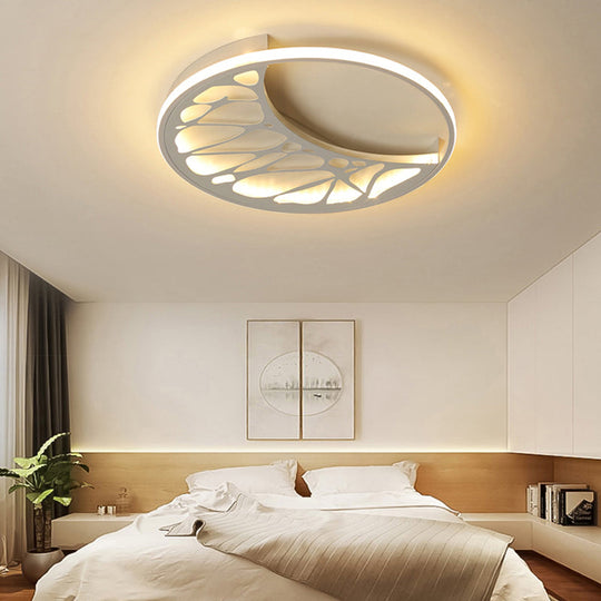 Sleek Crescent Led Flush Ceiling Light: Modern Acrylic White Lamp For Living Room / 16’ Warm