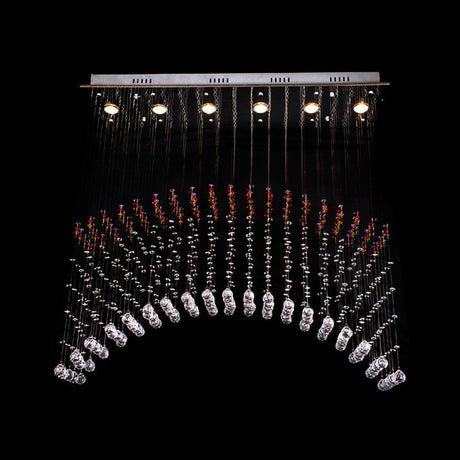 Satin Nickel Crystal Flush Mount Lighting - Perfect For Dining Room