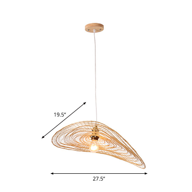 Chinese Style Lotus Leaf Pendant Light With Bamboo Shade - 1/3/6-Light Beige 14’/16.5’/19.5’ Wide