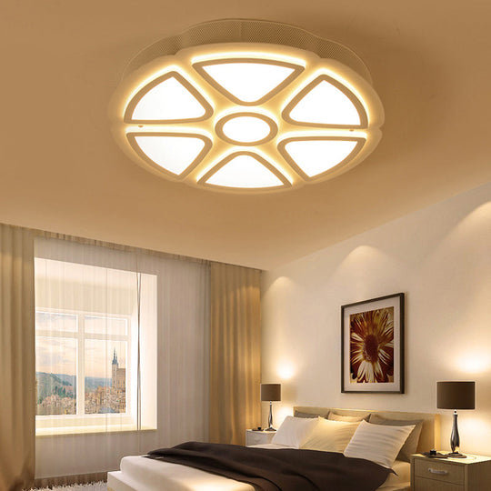 Nordic Led Flush Mount Ceiling Light For Bedroom - White Acrylic Finish