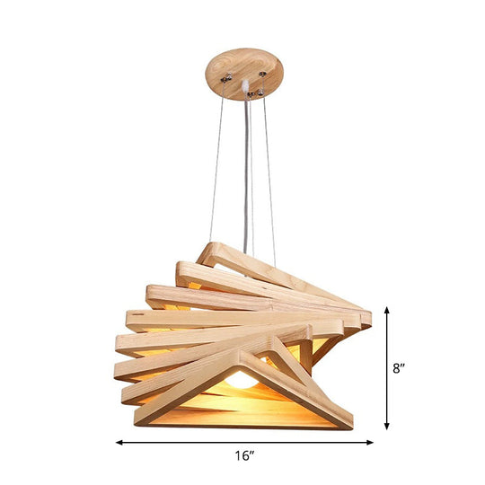 Modern Orb Bamboo Pendant Light - 1-Light Beige Suspended Fixture For Dining Table