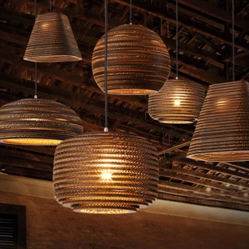 Country Style Trapezoid Vase Pendant Light - Single Brown Suspension Lamp 10/12/15 Wide / 10