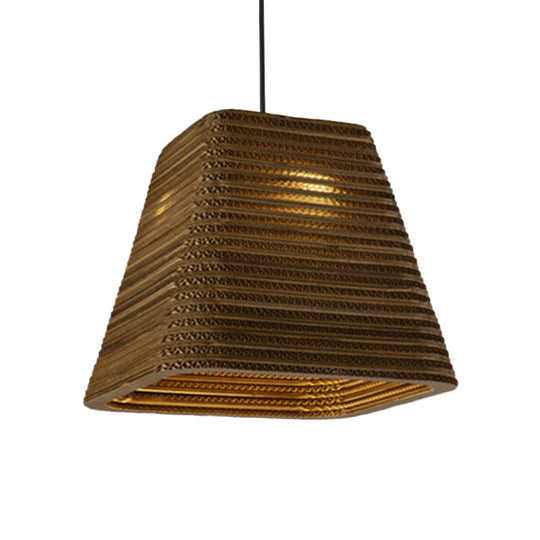 Country Style Trapezoid Vase Pendant Light - Single Brown Suspension Lamp 10/12/15 Wide