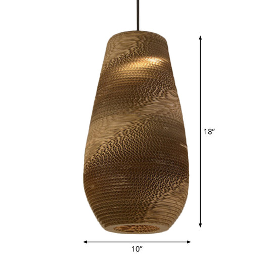 Country Style Trapezoid Vase Pendant Light - Single Brown Suspension Lamp 10/12/15 Wide
