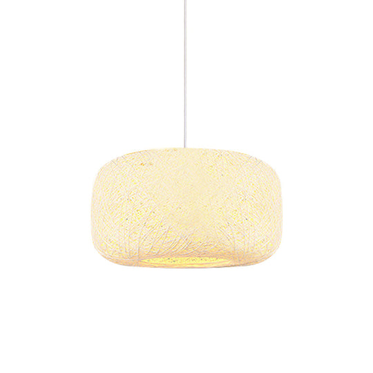 Colorful Drum Pendant Macaron Light For Bistro - Red/Pink/Orange White