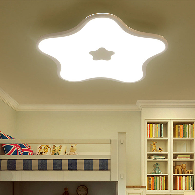 Contemporary Led Flush Mount Ceiling Lamp For Study Room - White Star Acrylic Light / 18’