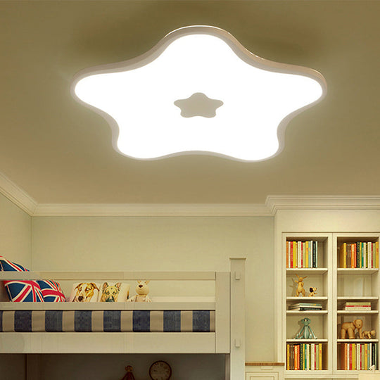Contemporary Led Flush Mount Ceiling Lamp For Study Room - White Star Acrylic Light / 18